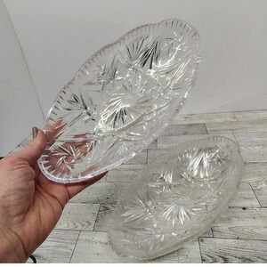 Crystal‎ Clear Oval Serving Dishes – Starburst Pattern – Set of 2 Plastic